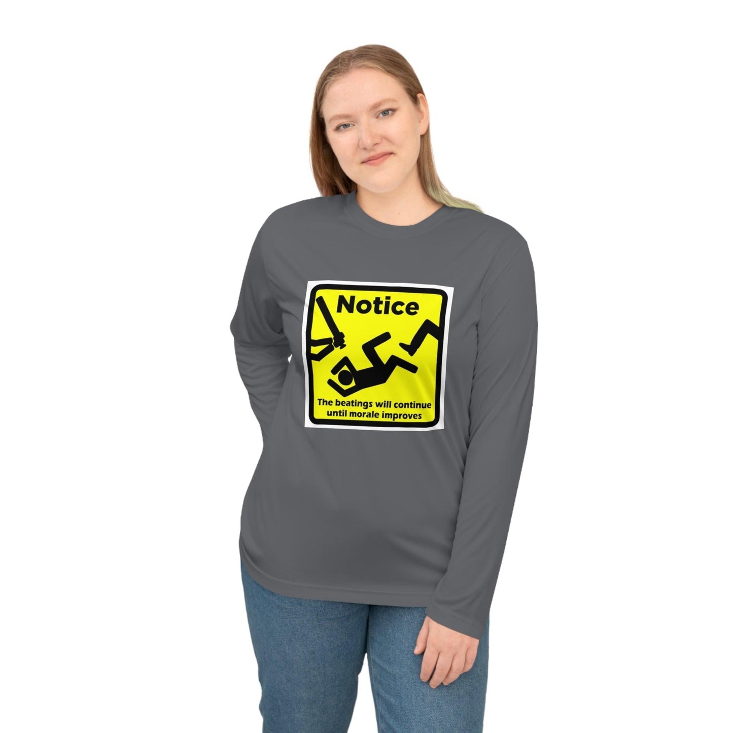 Notice The Beatings Will Continue Until Morale Improves Unisex Performance Long Sleeve Shirt - Lizard Vigilante