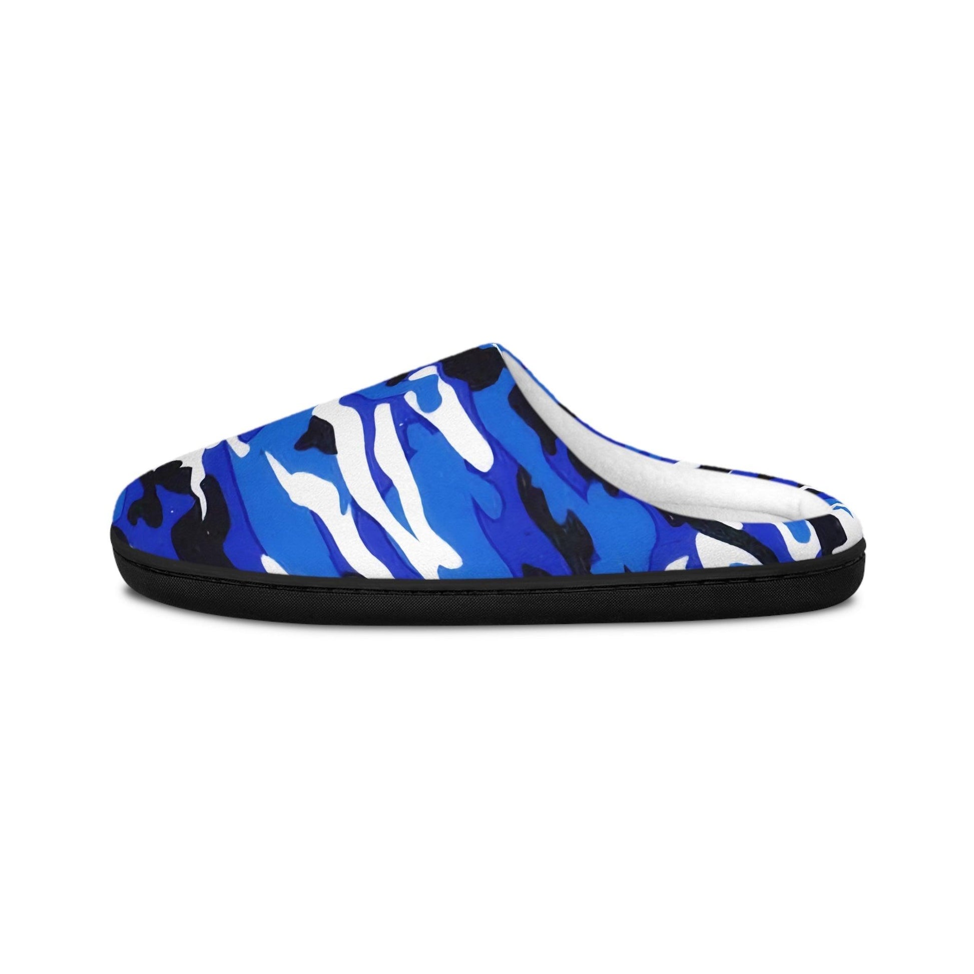 Blue Black White Camo Men's Indoor Slippers - Lizard Vigilante