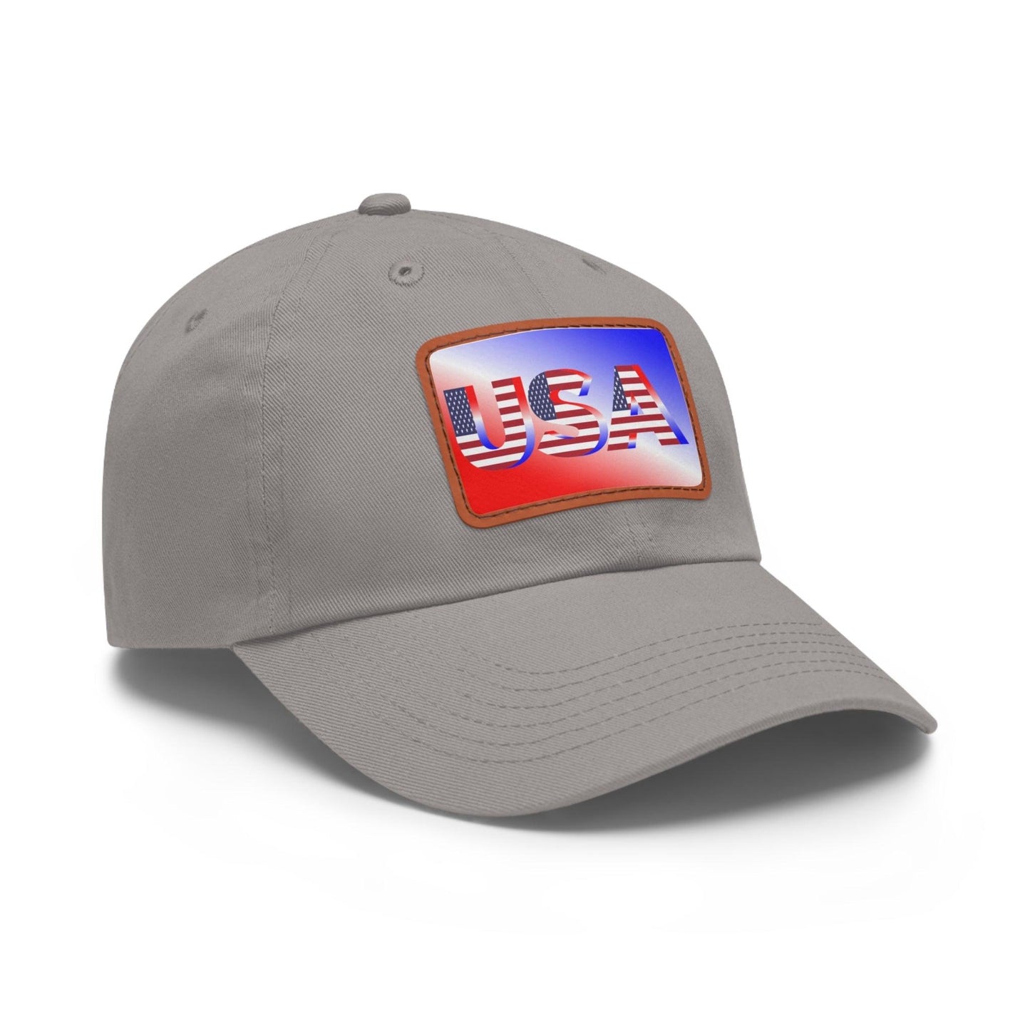 USA Red, White, and Blue Dad Hat with Leather Patch (Rectangle) - Lizard Vigilante