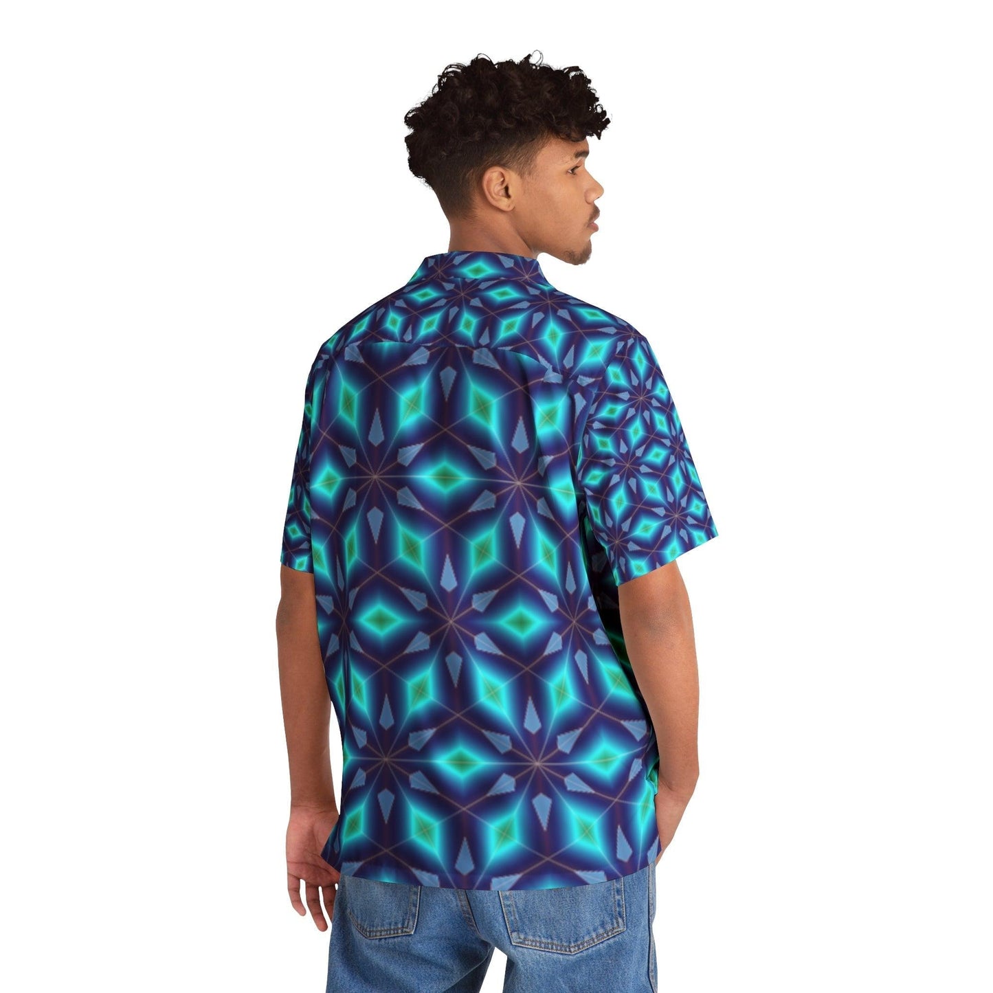 Men's Bleu Diamond Hawaiian Shirt - Lizard Vigilante