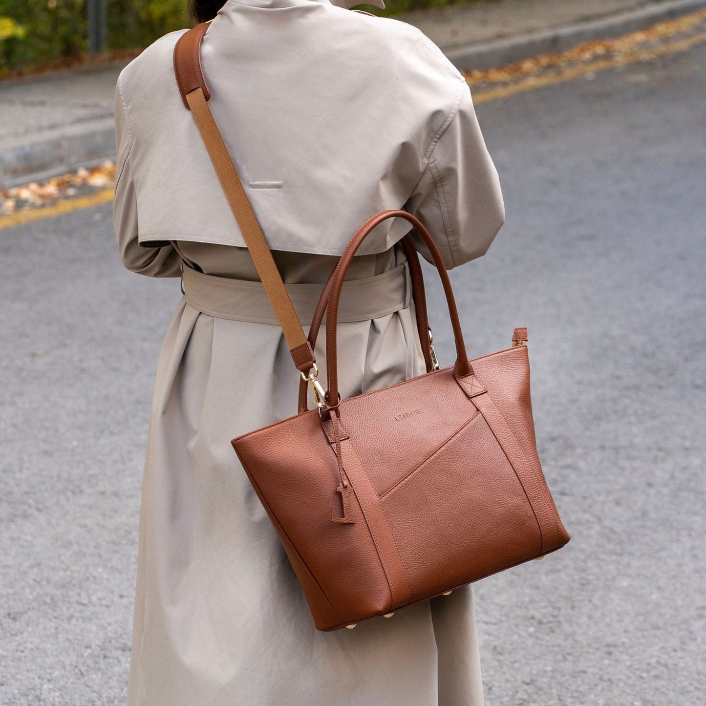 The Leathere New York Tote - Cognac