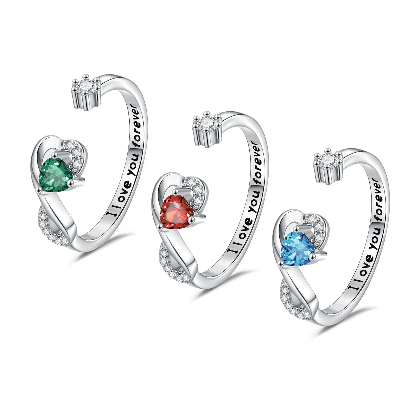 Heart-shaped Birthstone Women's Ring Fashion