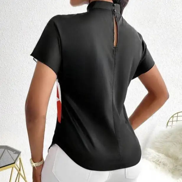 Women's New Small Stand Up Collar Loose Fit Comfortable And Elegant Temperament Floral Print Top