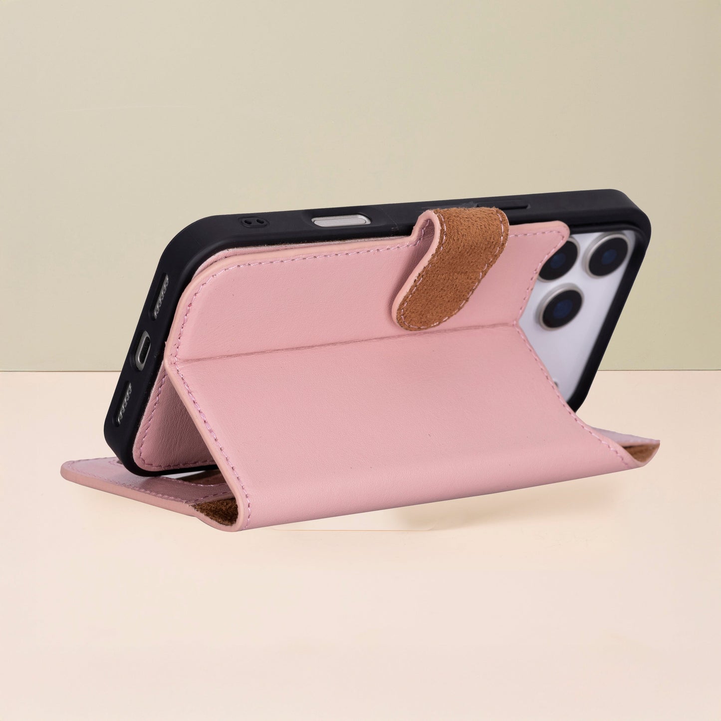 Leather iPhone 17 Pro  Wallet Case – Pink - Austin