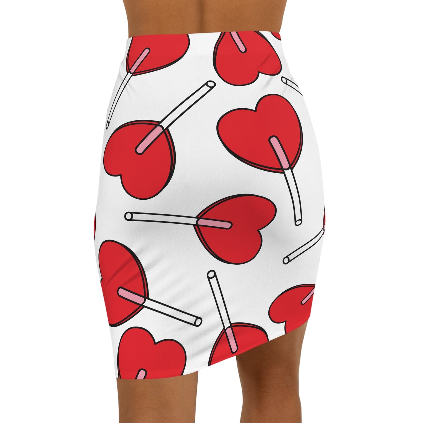 Valentine’s Day Hearts Lollipops Women's Mini Skirt (AOP) - Lizard Vigilante