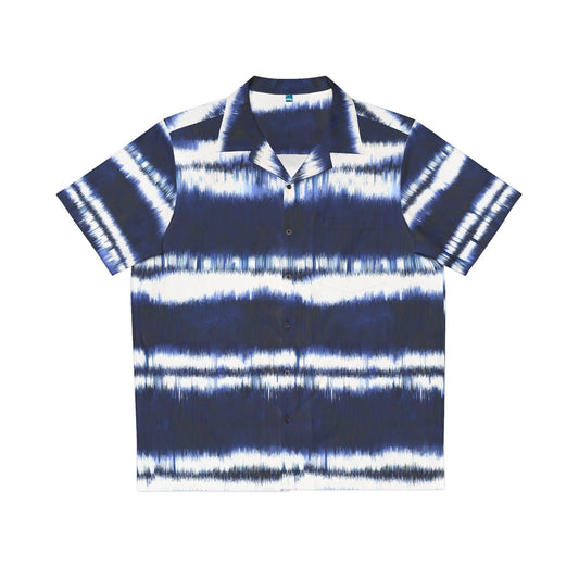 White Lines on Blue Men's Hawaiian Shirt (AOP) - Lizard Vigilante