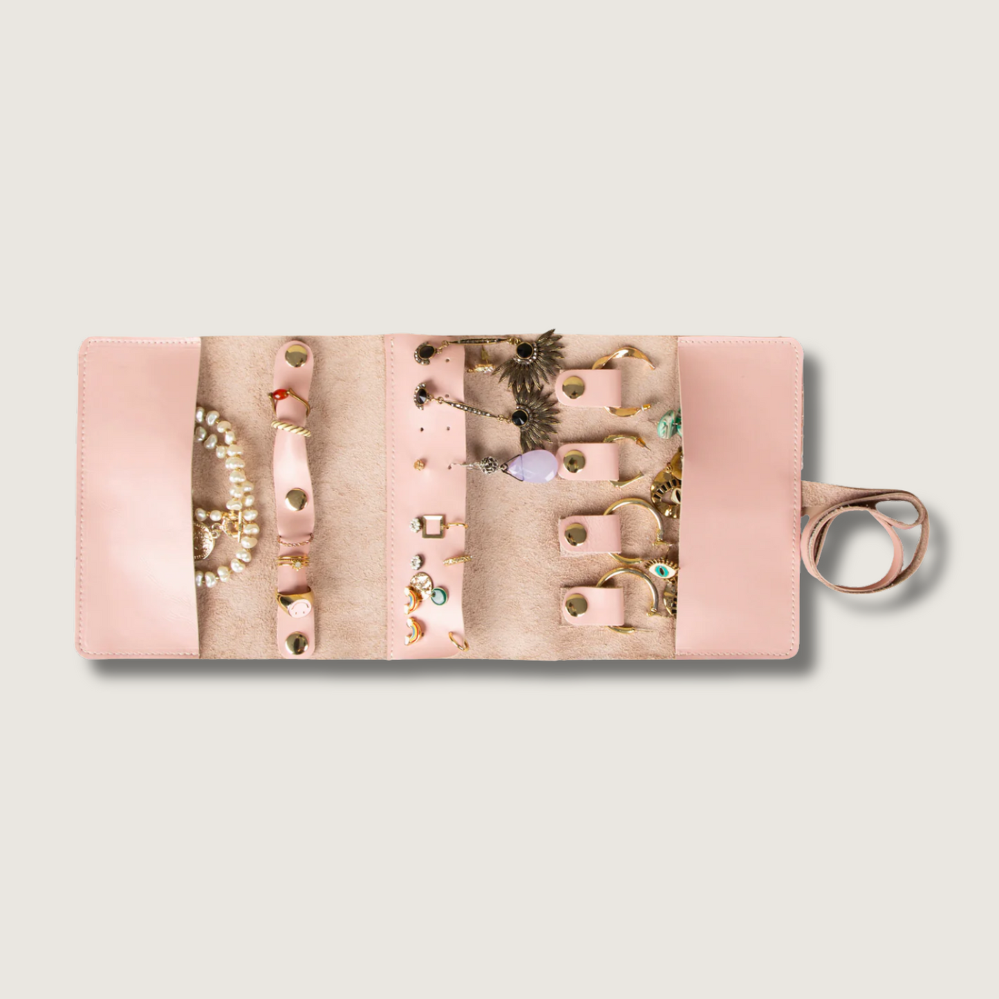 Leather Jewelry Roll - Blush Pink - Florence