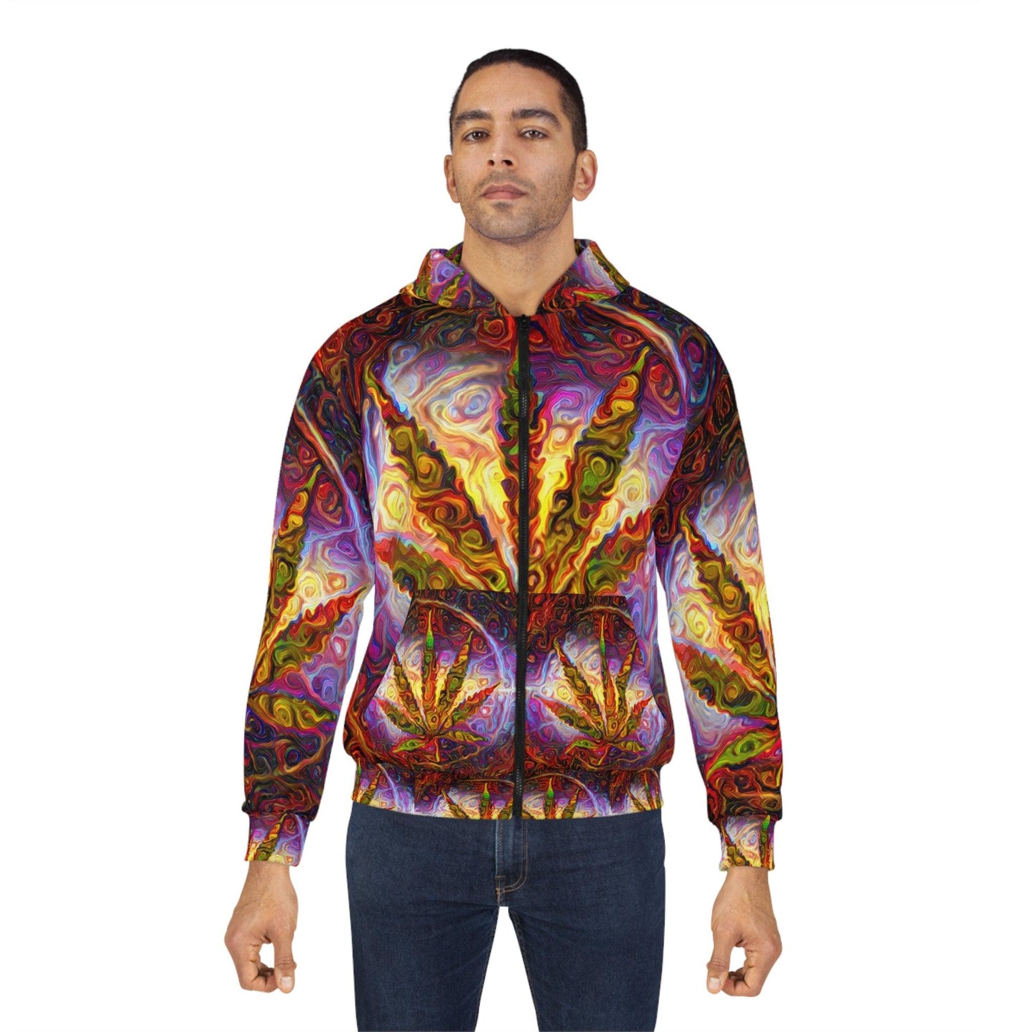 Psychedelic Pot Leaf Unisex Zip Hoodie - Lizard Vigilante