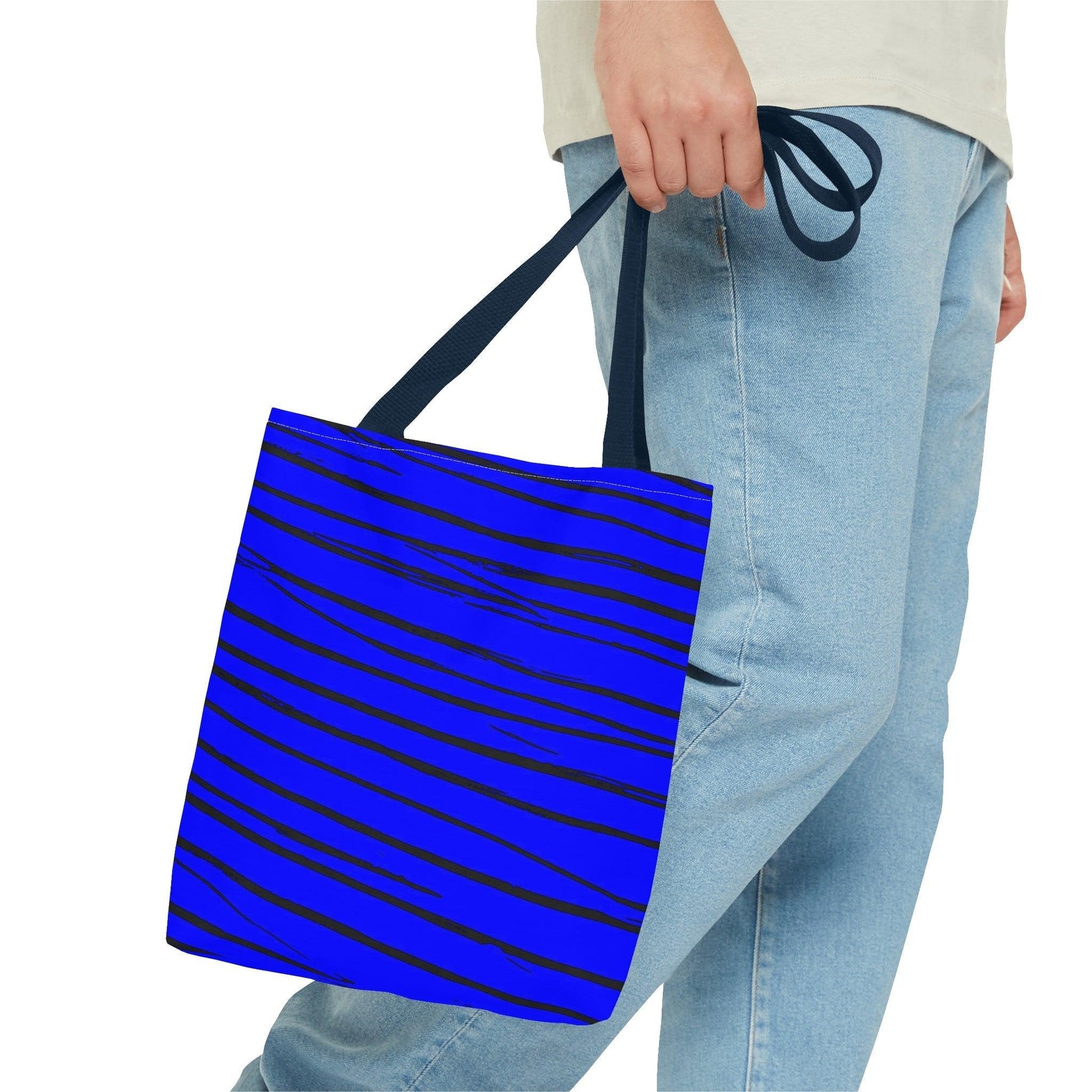 Black & Blue Strips Tote Bag - Lizard Vigilante