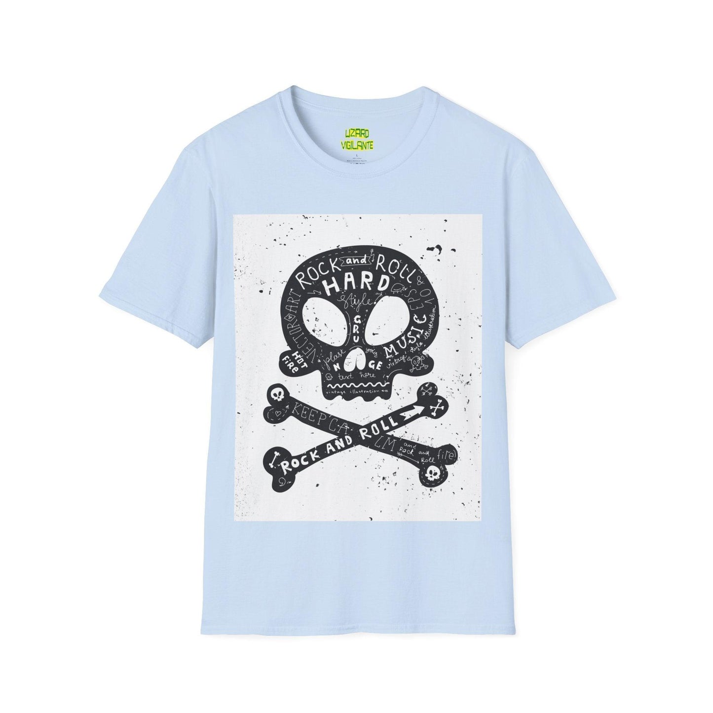 Rock and Roll Hard Skull Unisex Softstyle T-Shirt - Lizard Vigilante