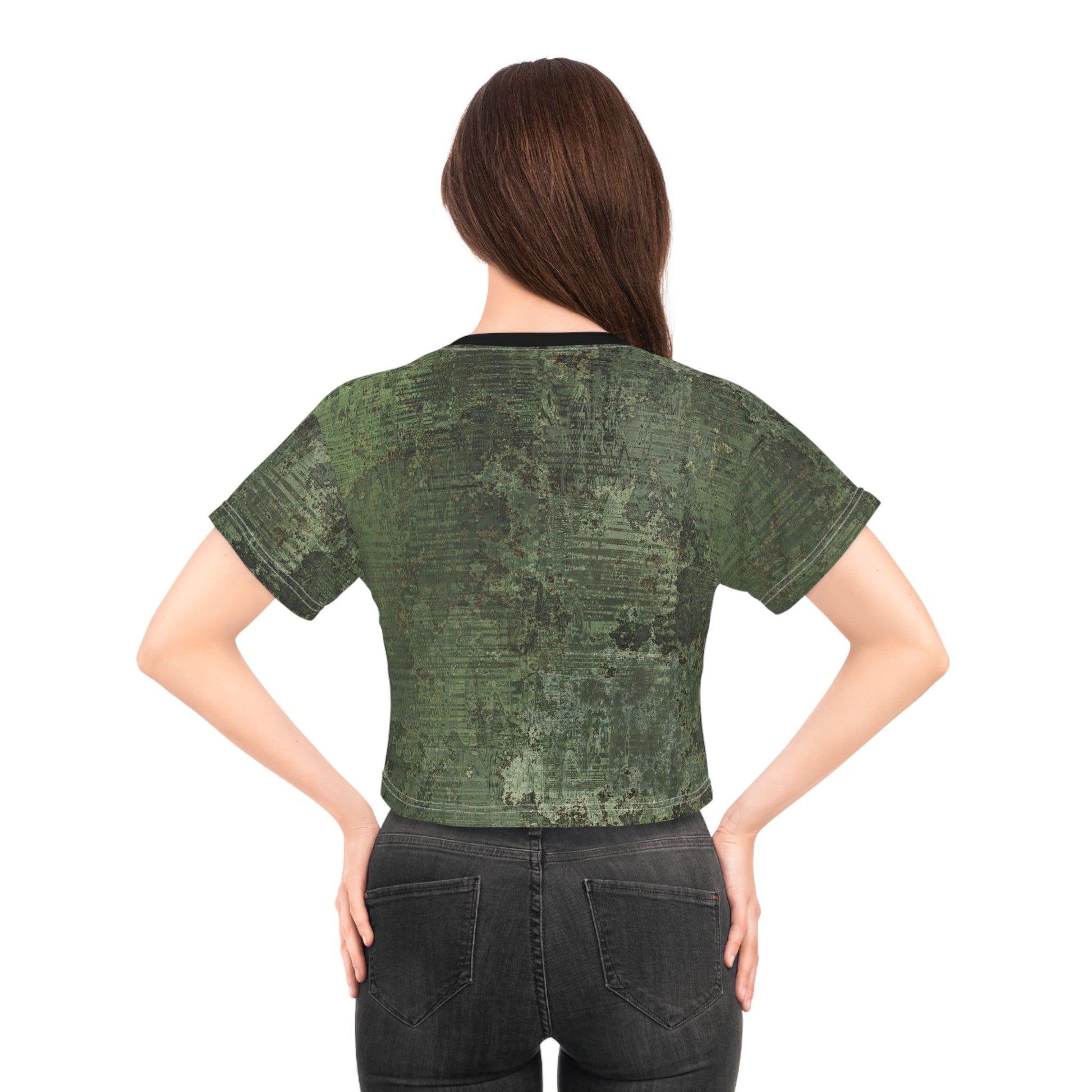 Dirty Green Camo Army Crop Tee - Lizard Vigilante