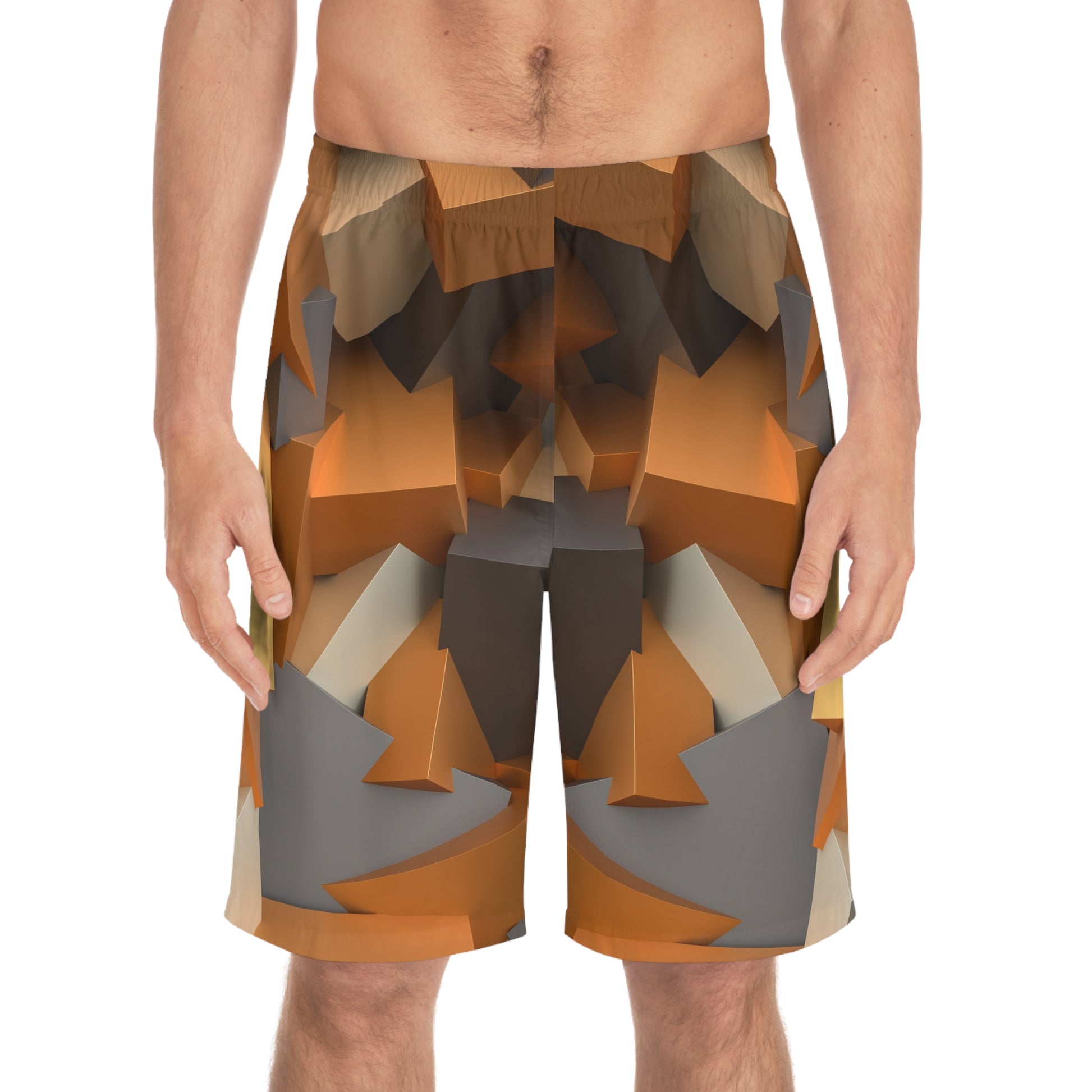 Blocked Graphic Men's Board Shorts - Lizard Vigilante