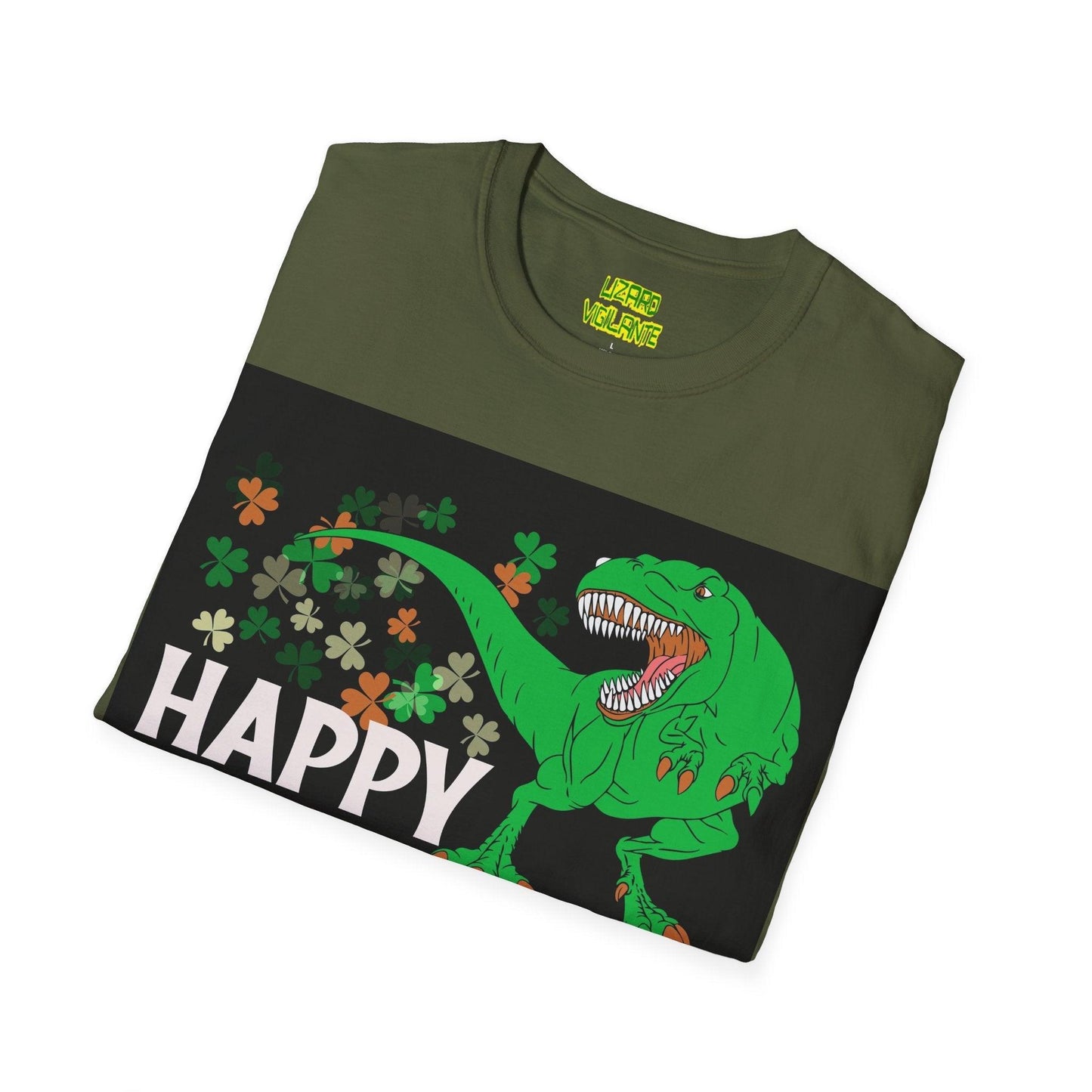 Happy St. Pat-Rex Day T-Rex Dinosaur Unisex Softstyle T-Shirt - Lizard Vigilante