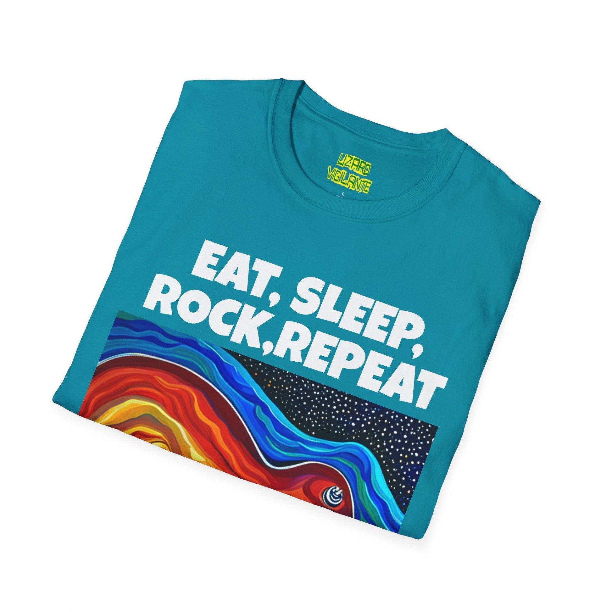 Eat, Sleep, Rock, Repeat Unisex Softstyle T-Shirt - Lizard Vigilante