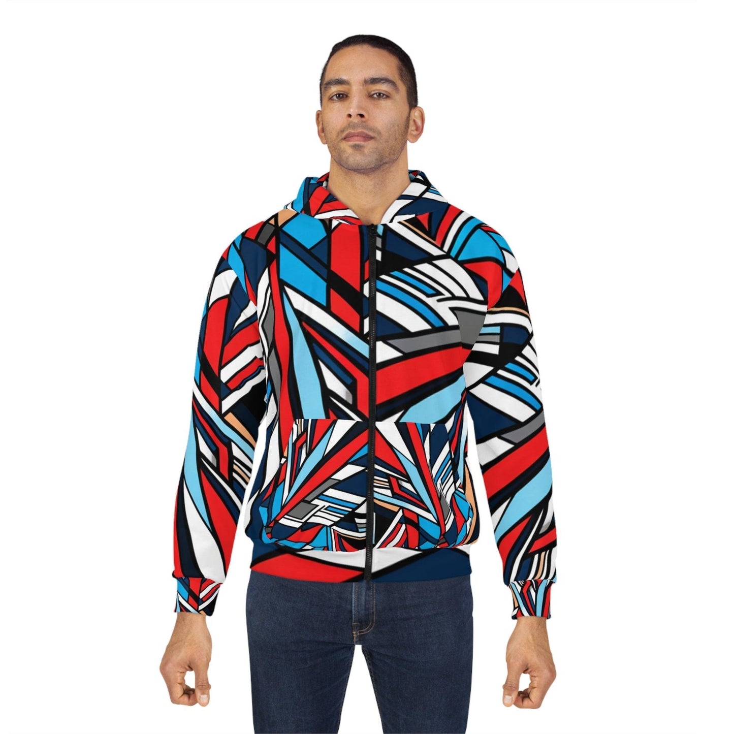 Geometricked Unisex Zip Hoodie - Lizard Vigilante