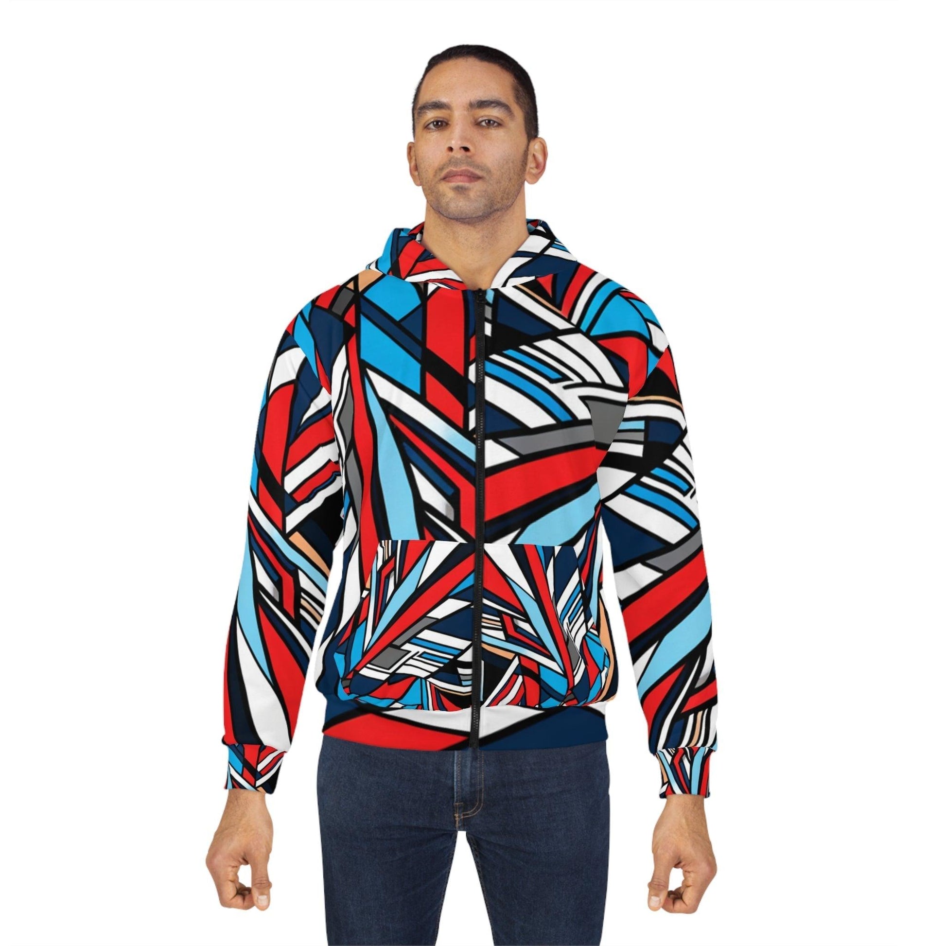 Geometricked Unisex Zip Hoodie - Lizard Vigilante