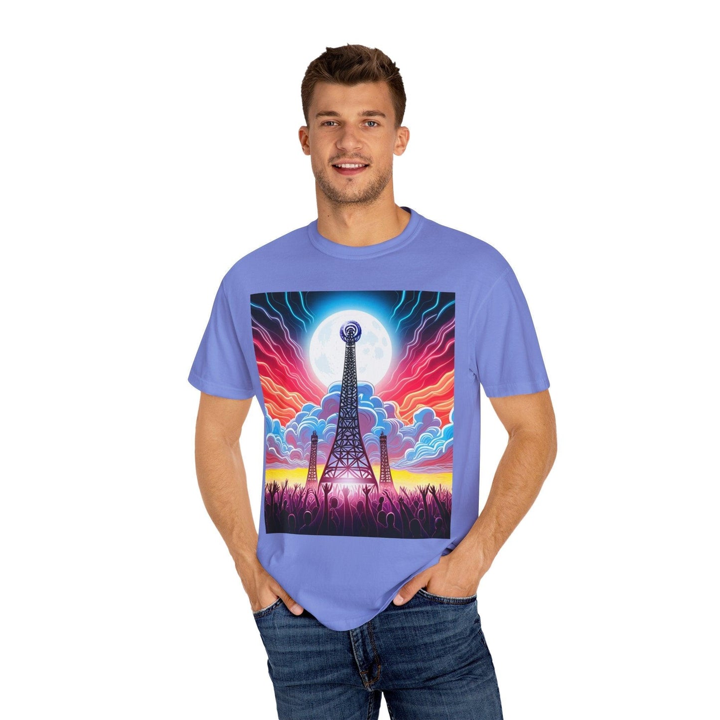 Eiffel CellTower Unisex Garment-Dyed T-shirt - Lizard Vigilante