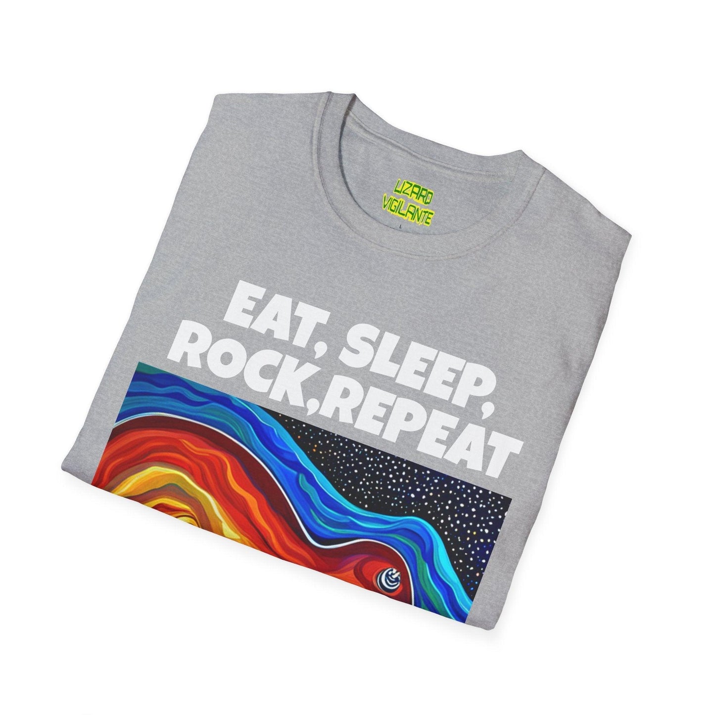 Eat, Sleep, Rock, Repeat Unisex Softstyle T-Shirt - Lizard Vigilante