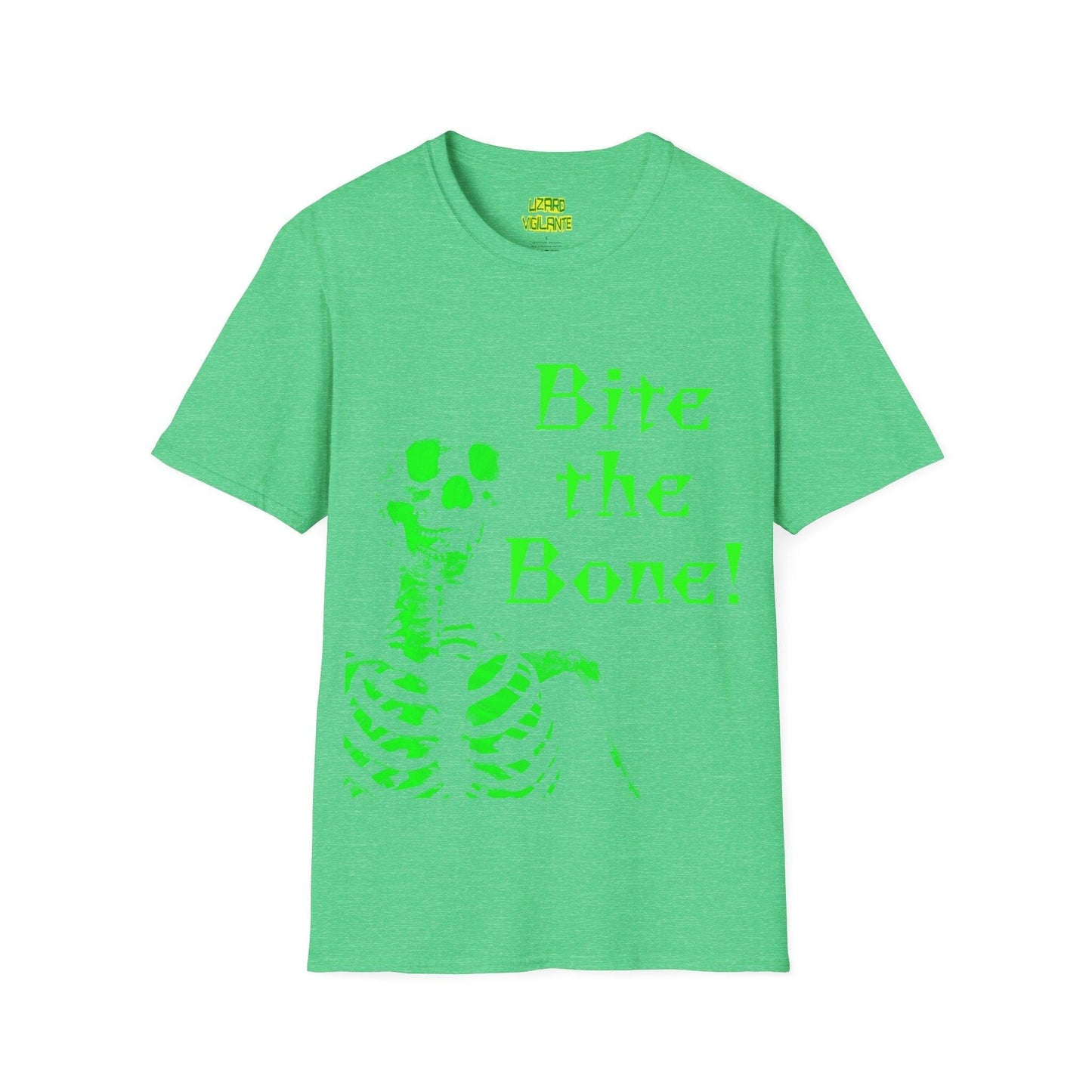 Bite the Bone! Skeleton Unisex Softstyle T-Shirt - Lizard Vigilante