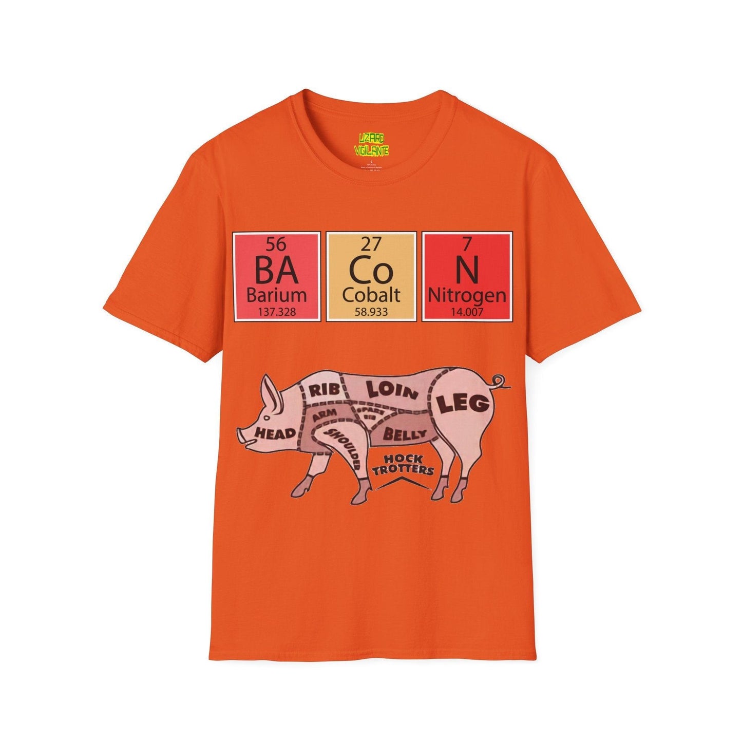 Funny BACON Pig Anatomy Unisex Softstyle T-Shirt - Lizard Vigilante