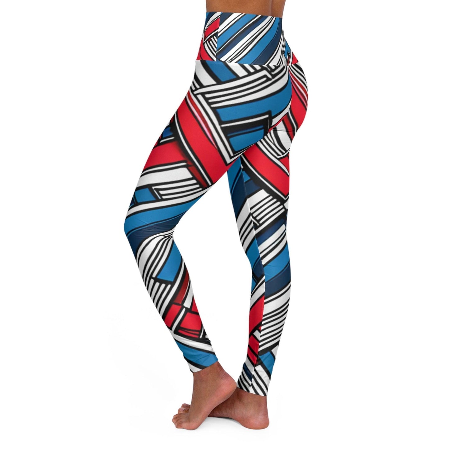 Geometric Patriot High Waisted Yoga Leggings - Lizard Vigilante