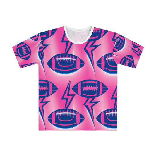 Pink Football Lightning Men's Loose T-shirt - Lizard Vigilante