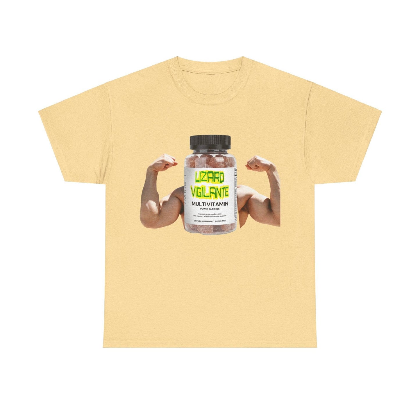 Lizard Vigilante MultiVitamins Muscle Man Unisex Heavy Cotton Tee - Lizard Vigilante