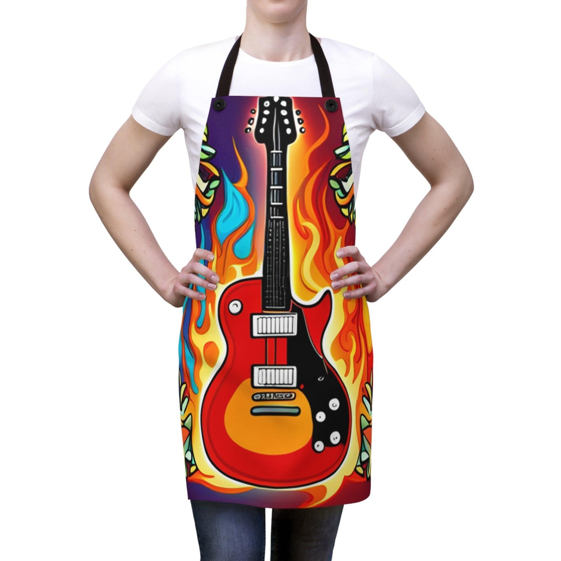 Flaming Electric Guitar Apron (AOP) - Lizard Vigilante