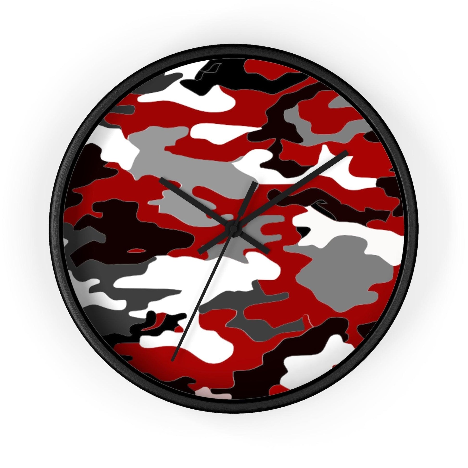 Red Black White Camo Wall Clock - Lizard Vigilante