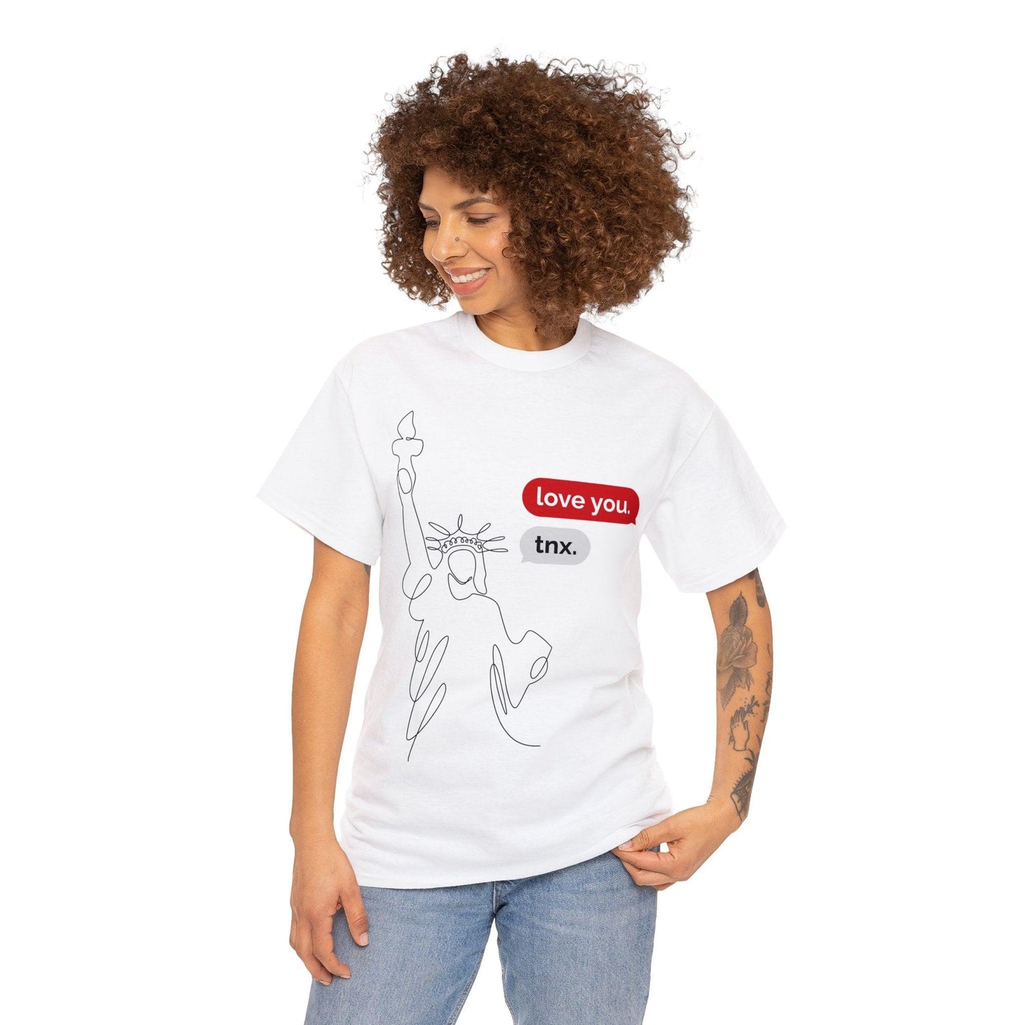 Statue of Liberty Gets a Text Unisex Heavy Cotton Tee - Lizard Vigilante