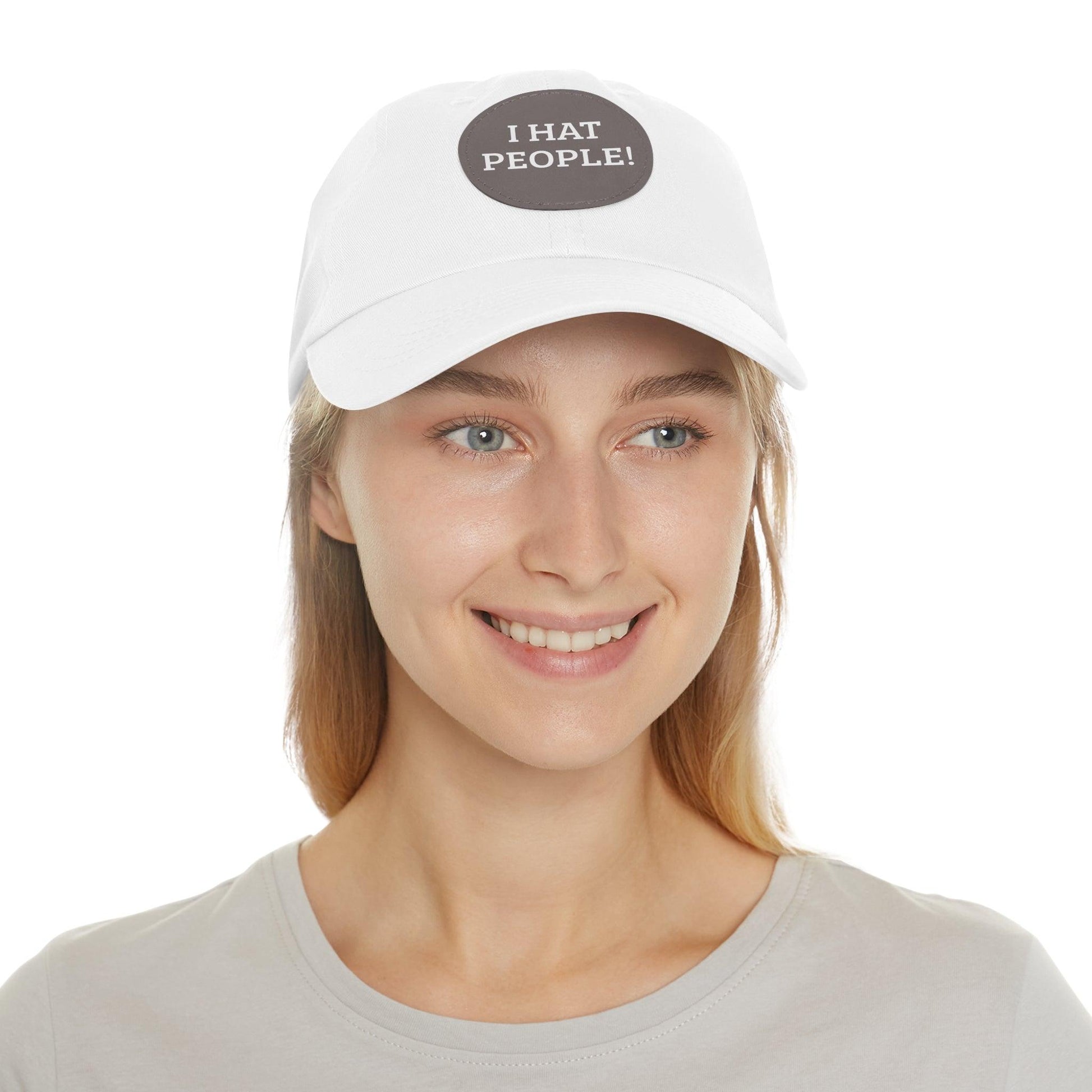 I HAT PEOPLE! Dad Hat with Leather Patch (Round) - Lizard Vigilante