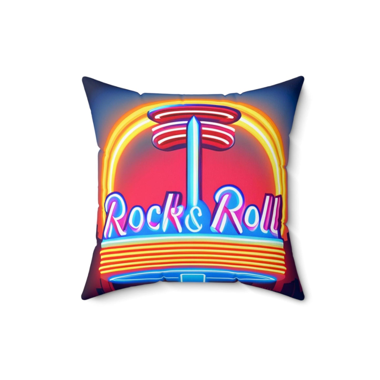 Rock & Roll Diner Spun Polyester Square Pillow - Lizard Vigilante