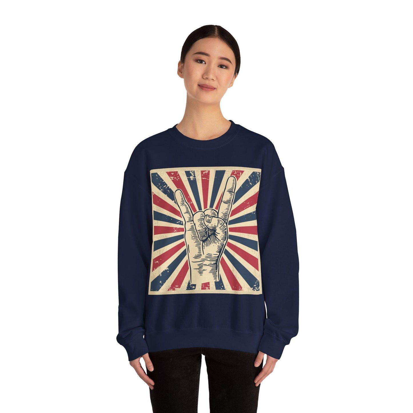 Patriotic Rock On Unisex Heavy Blend™ Crewneck Sweatshirt - Lizard Vigilante