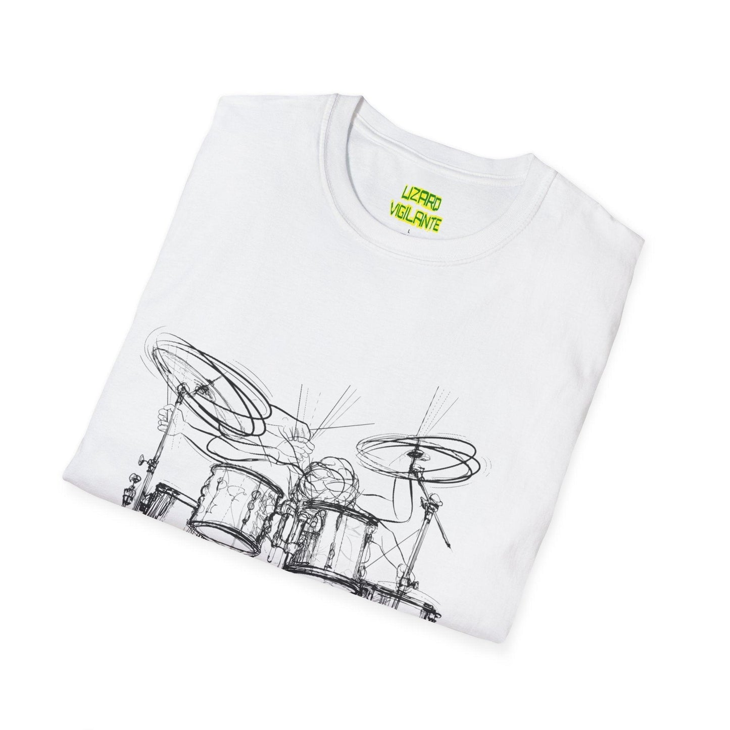 Drummer Sketch Unisex Softstyle T-Shirt - Lizard Vigilante