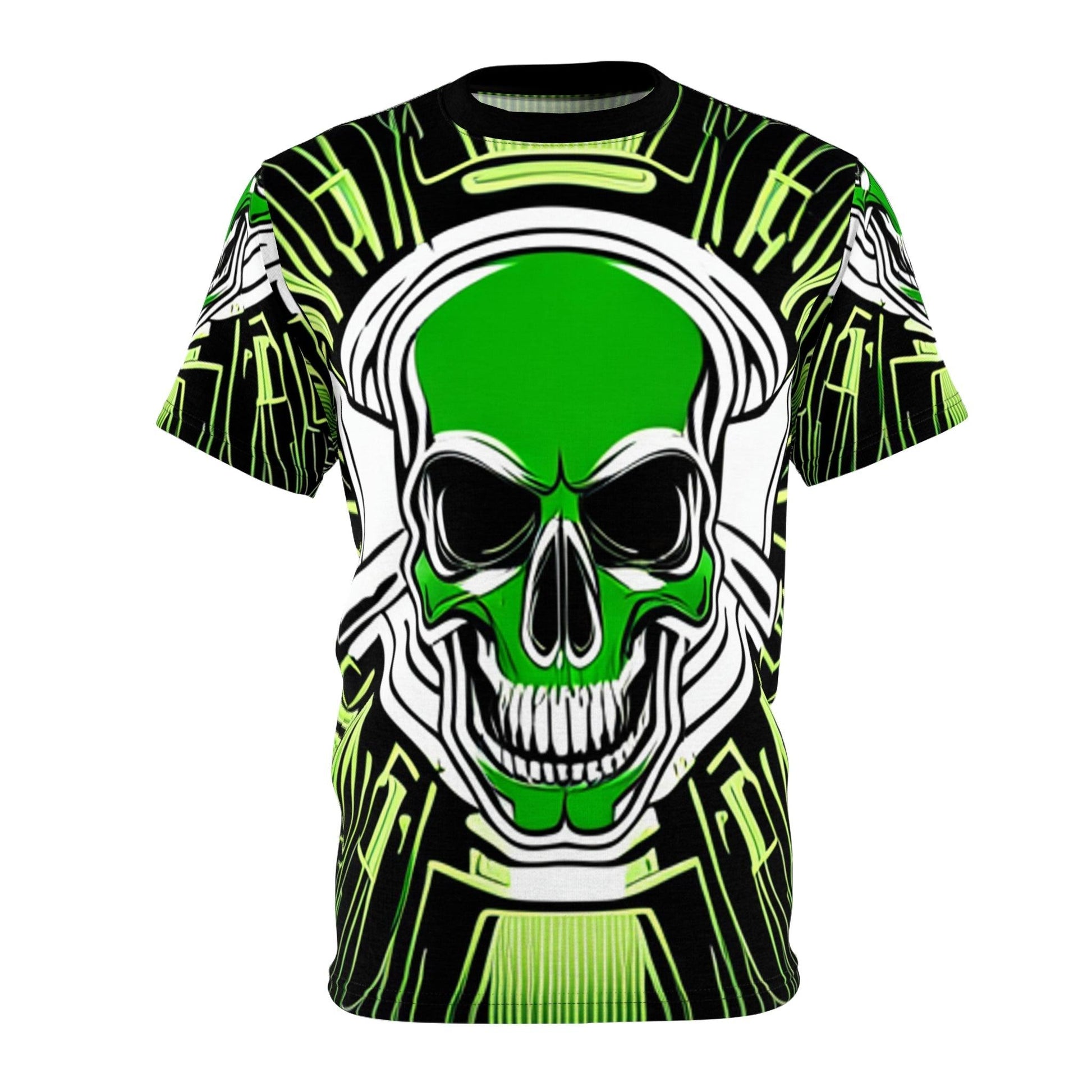 Greeny Skull Unisex Cut & Sew Tee (AOP) - Lizard Vigilante