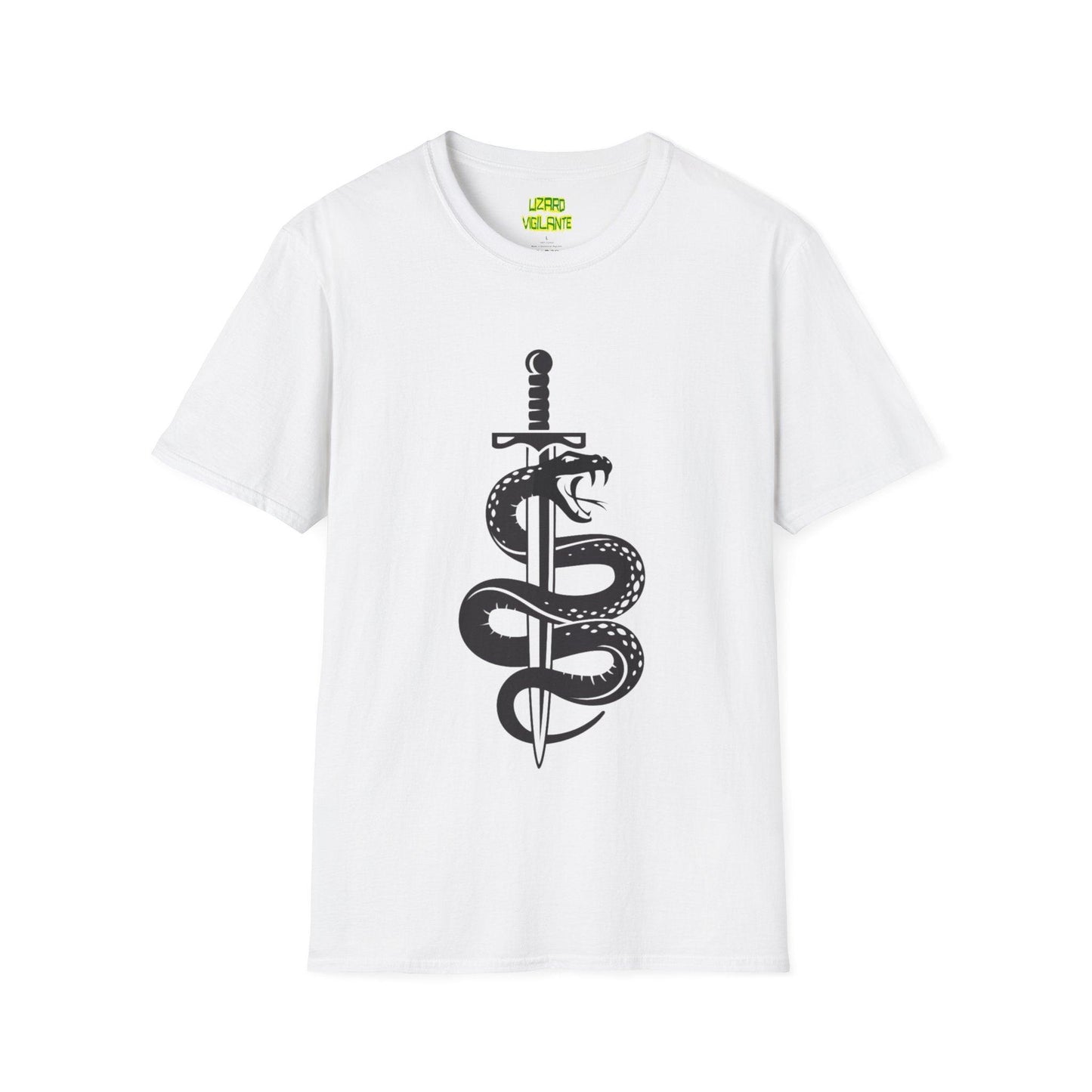 Snake-Wrapped Sword Unisex Softstyle T-Shirt - Lizard Vigilante