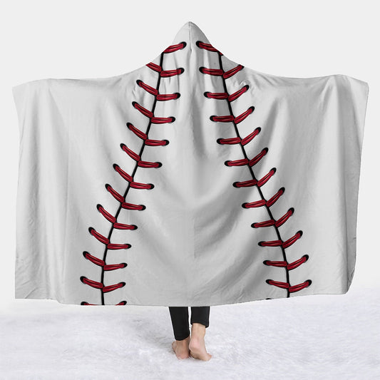 1pc Baseball Hooded Blanket Thick Nap Wearable Blanket Magic Blanket Hooded Cape Cozy Warm Soft Blanket For Sofa Office Bed And Travelling