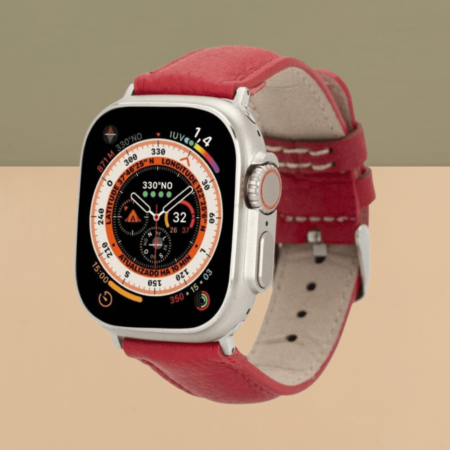 Apple Watch Red Leather Strap - Boston
