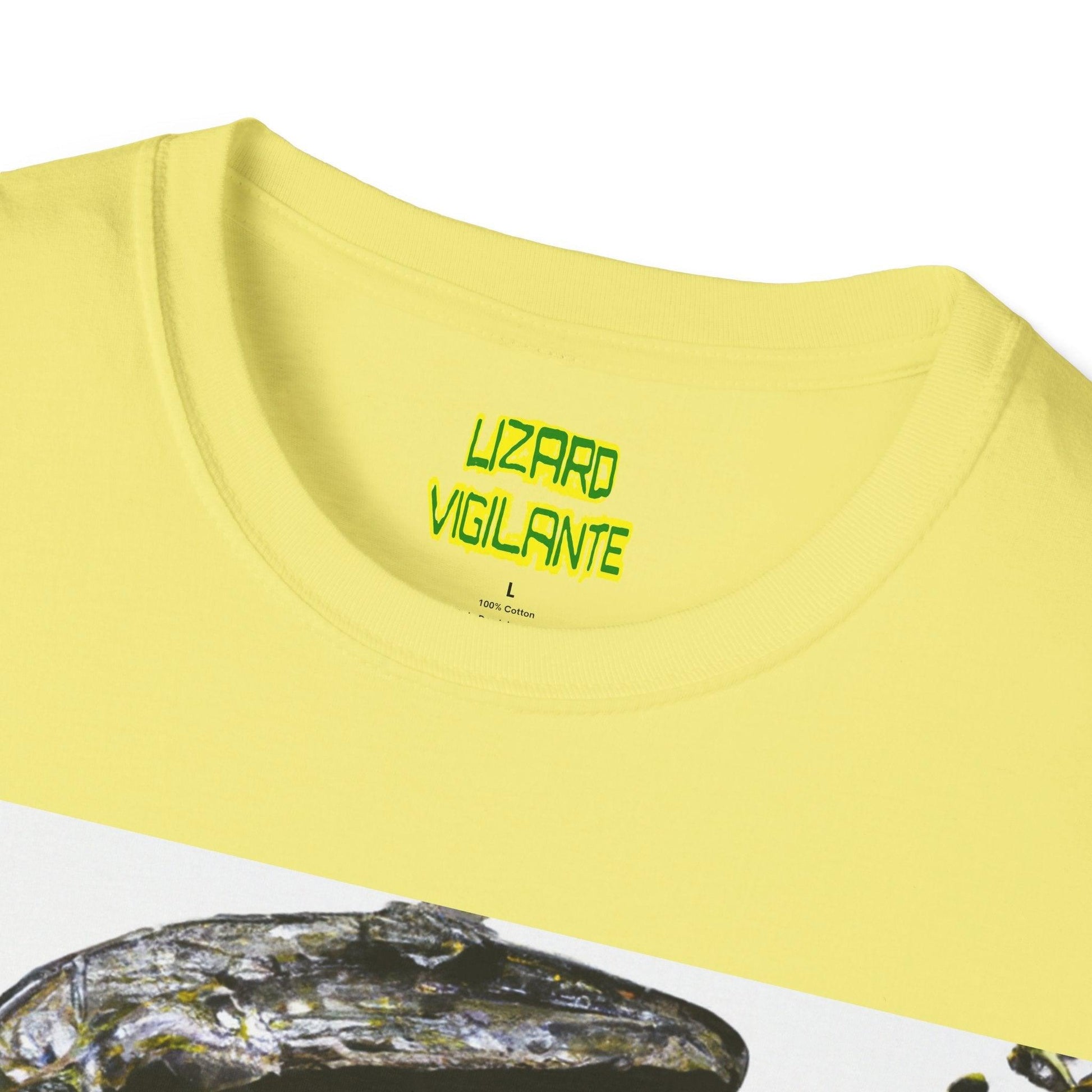 Lizard Vigilante Over Revolver Unisex Softstyle T-Shirt - Lizard Vigilante