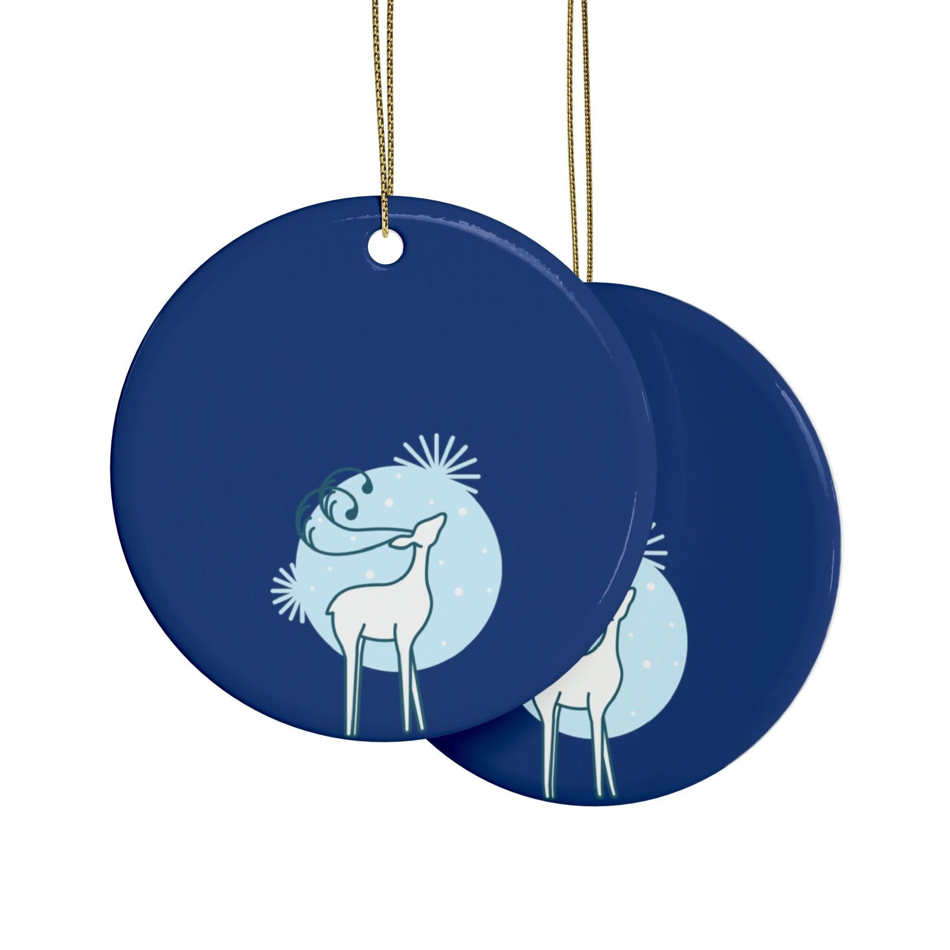 Blue Christmas Tree Reindeer Ceramic Ornaments (1pcs, 5pcs, 10pcs, 20pcs) - Lizard Vigilante