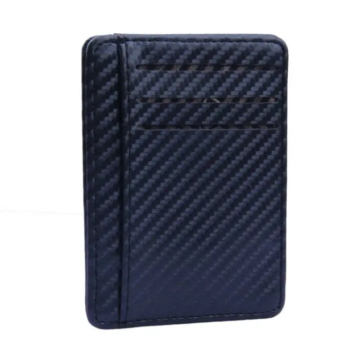 New Fashion Pu Leather Carbon Fiber Wallet Mini Slim Wallets Business Men Credit Card ID Holder with RFID Anti-chief Purse