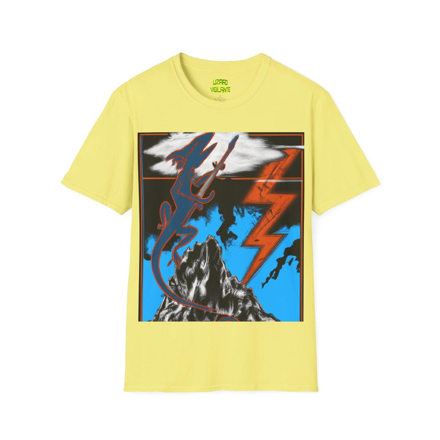 Lizard Vigilante on the Mountain Unisex Softstyle T-Shirt - Lizard Vigilante