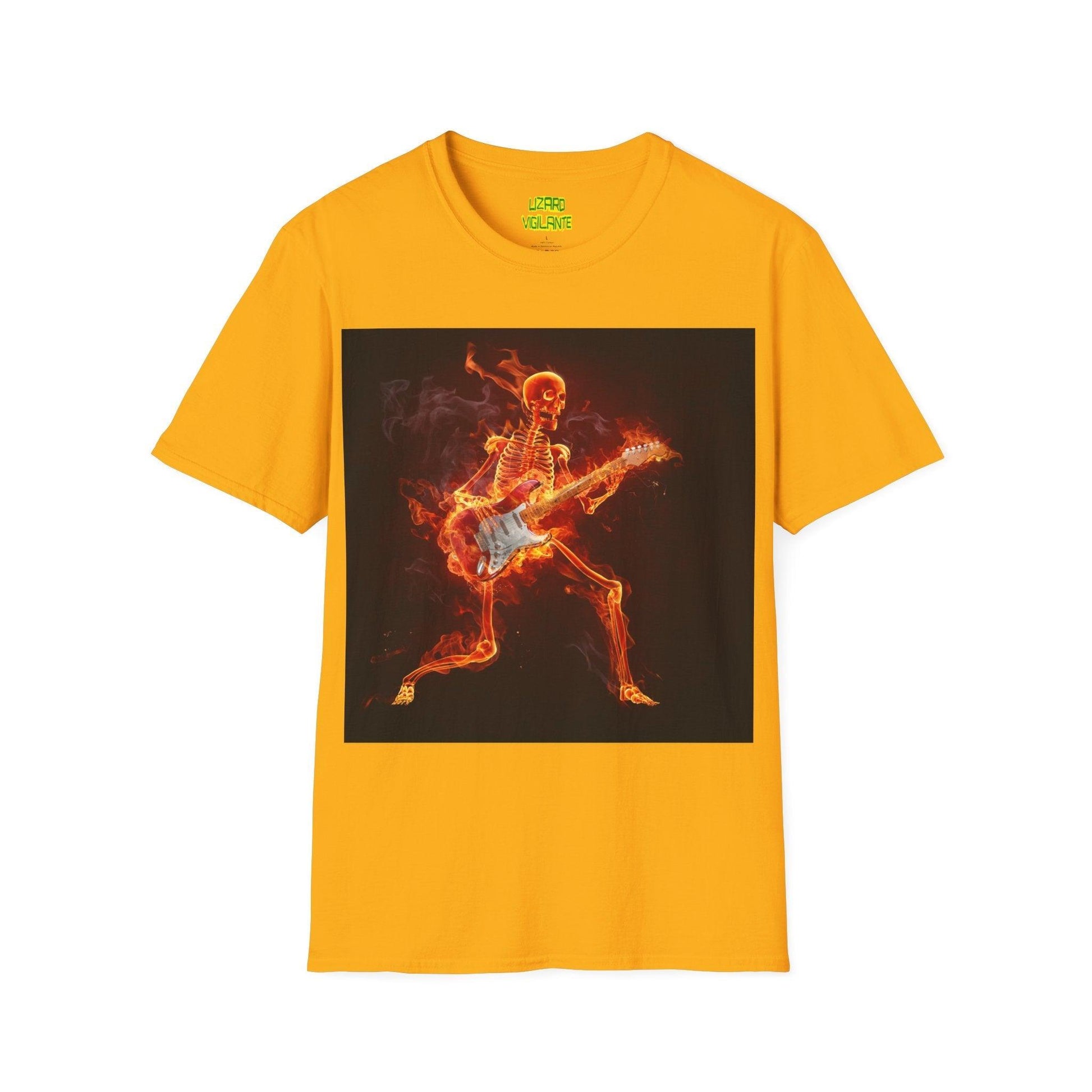 Fiery Guitarist Unisex Softstyle T-Shirt - Lizard Vigilante