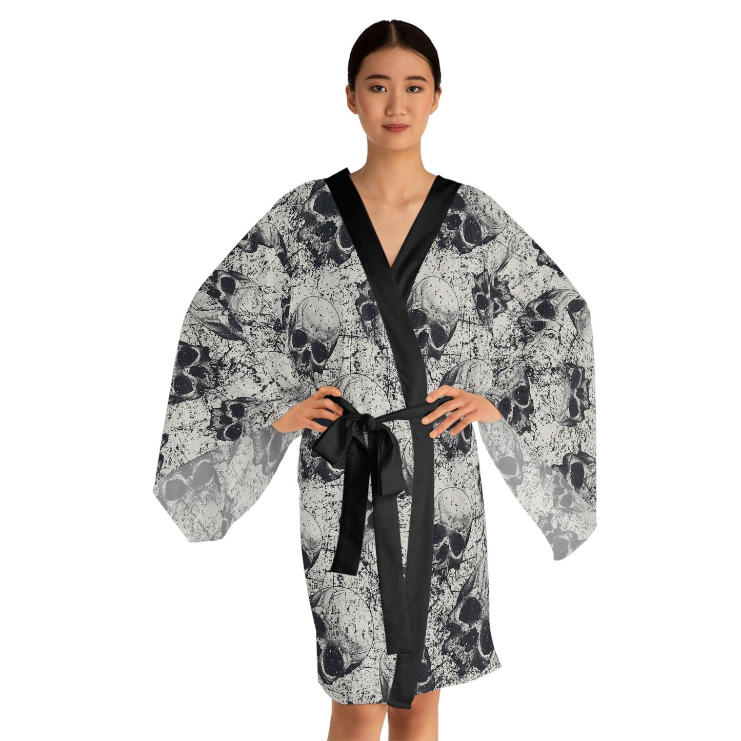 Ancient Skulls Long Sleeve Kimono Robe - Premium All Over Prints from Printify - Just $59.28! Shop now at Lizard Vigilante