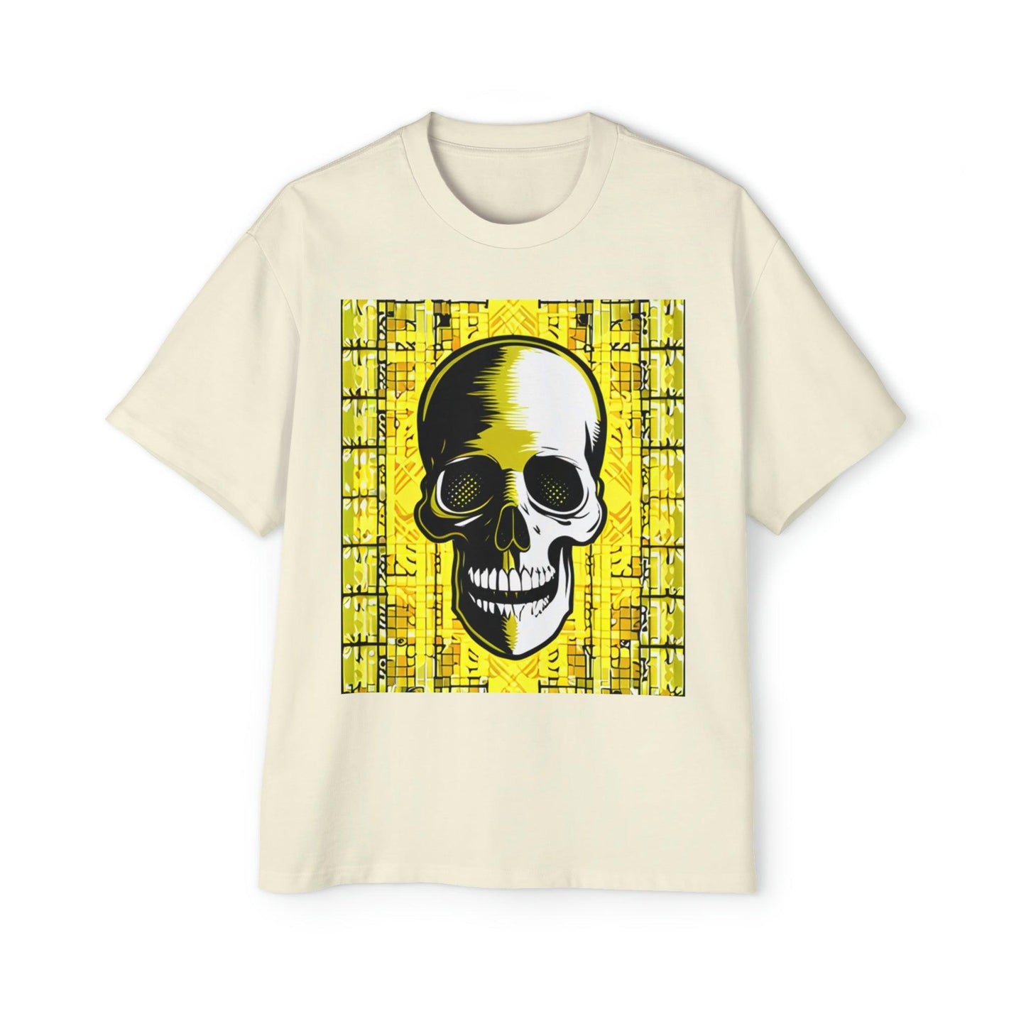 Goldgrid Skull Men's Heavy Oversized Tee - Lizard Vigilante