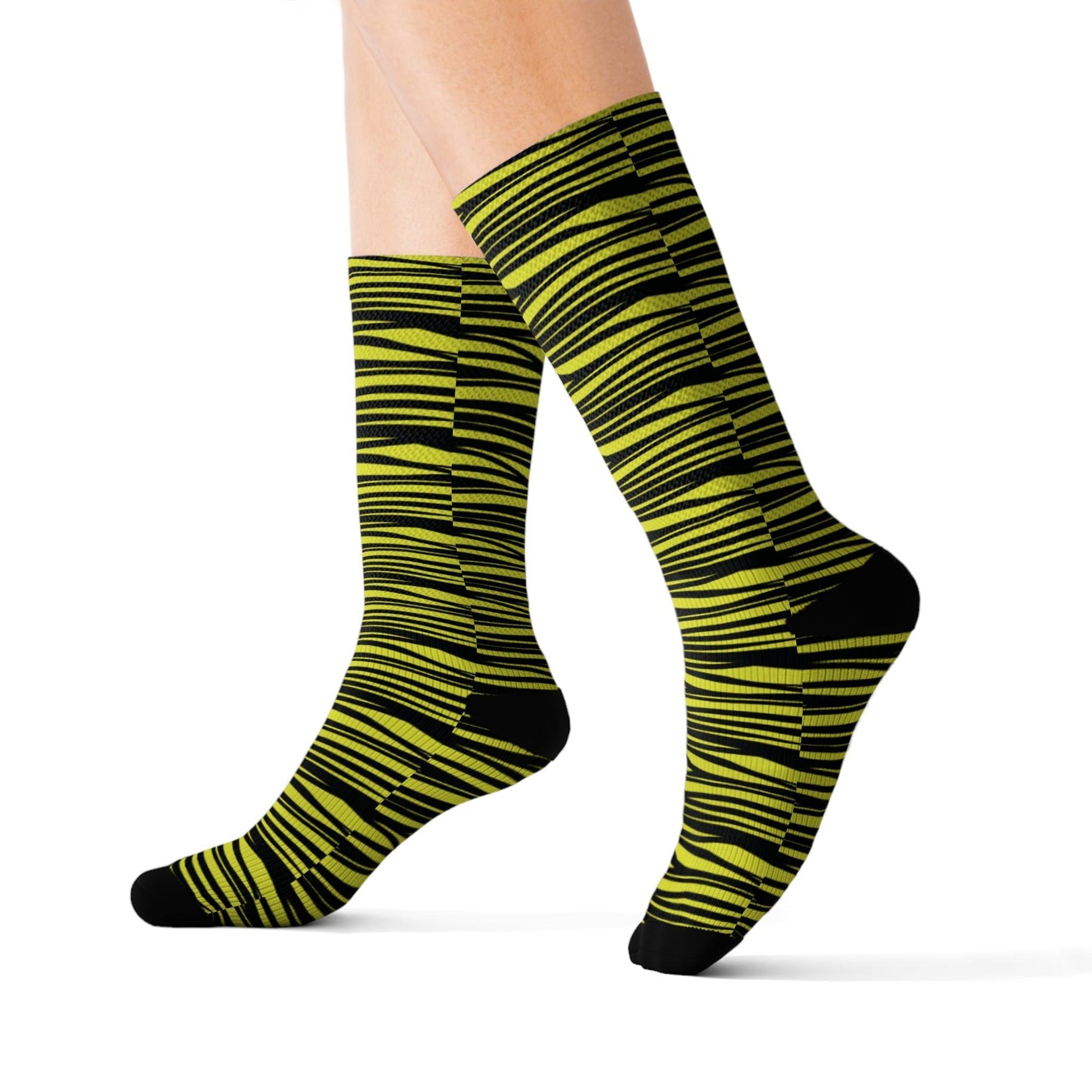 Black Yellow Sublimation Socks - Lizard Vigilante