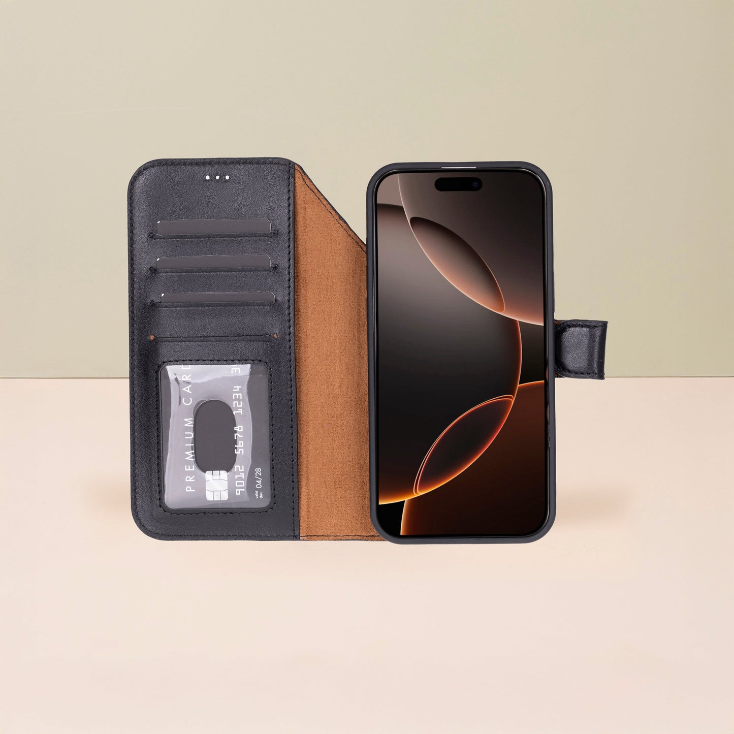 Leather iPhone 17 Pro Max Wallet Case – Black - Austin