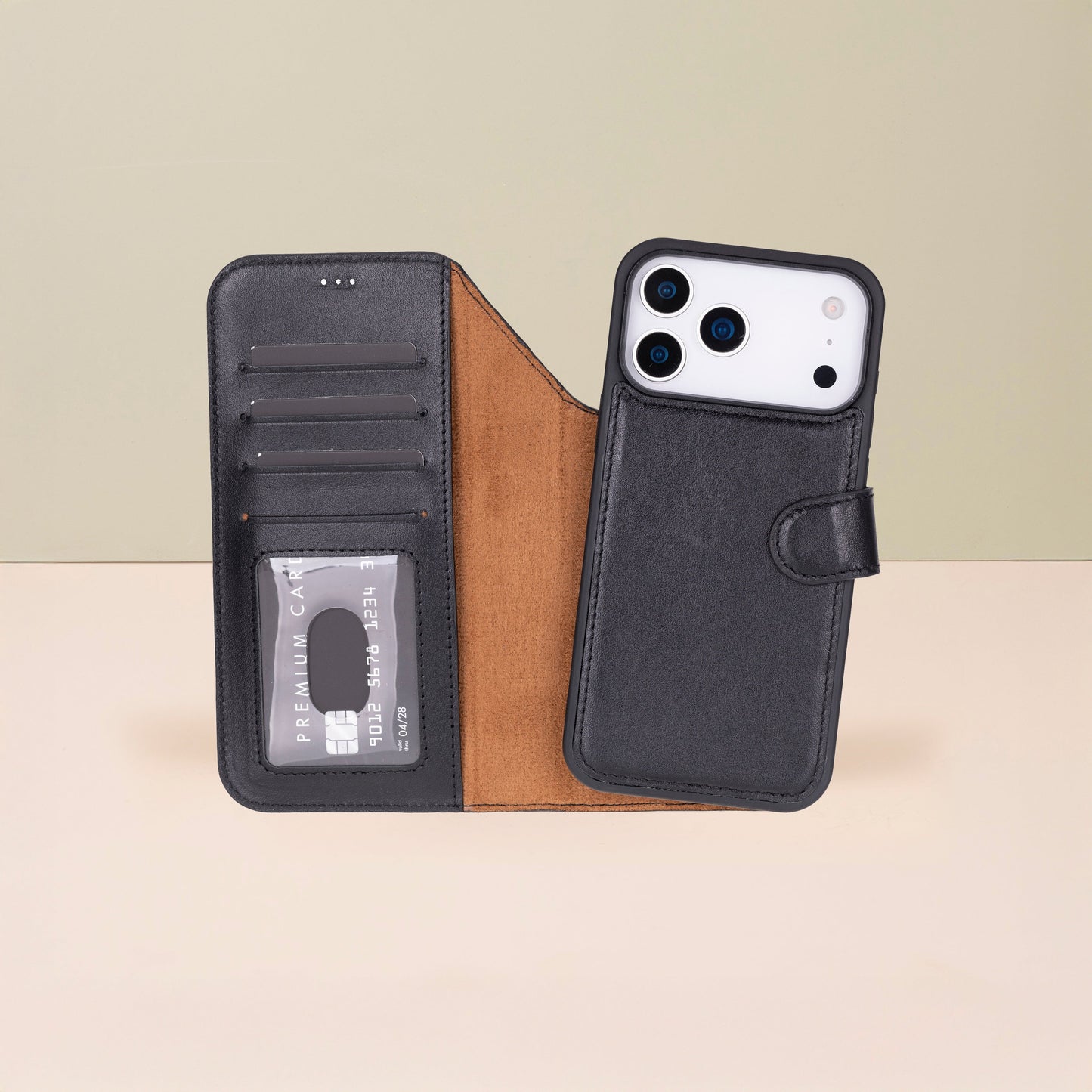 Leather iPhone 17 Pro Wallet Case – Black - Austin
