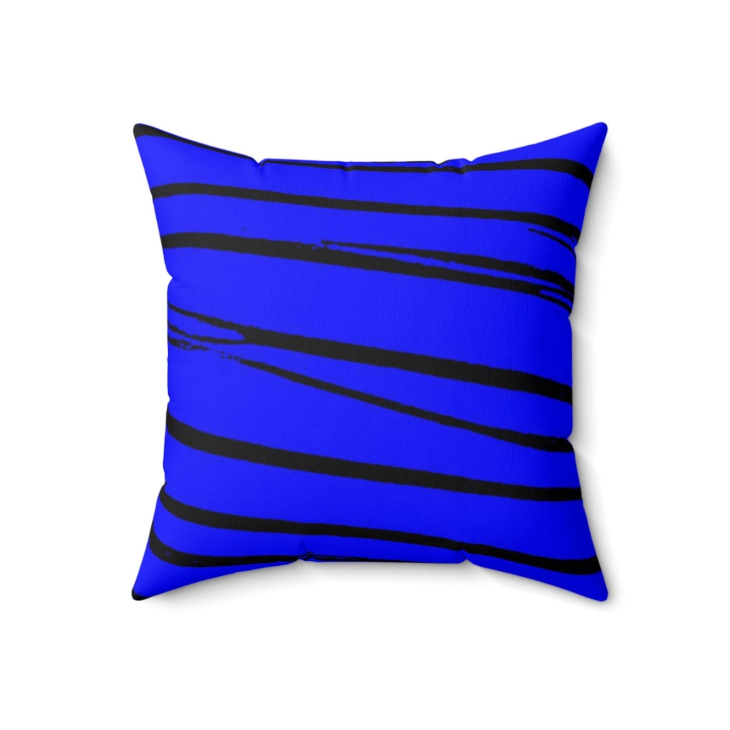 Black & Blue Strips Spun Polyester Square Pillow - Lizard Vigilante