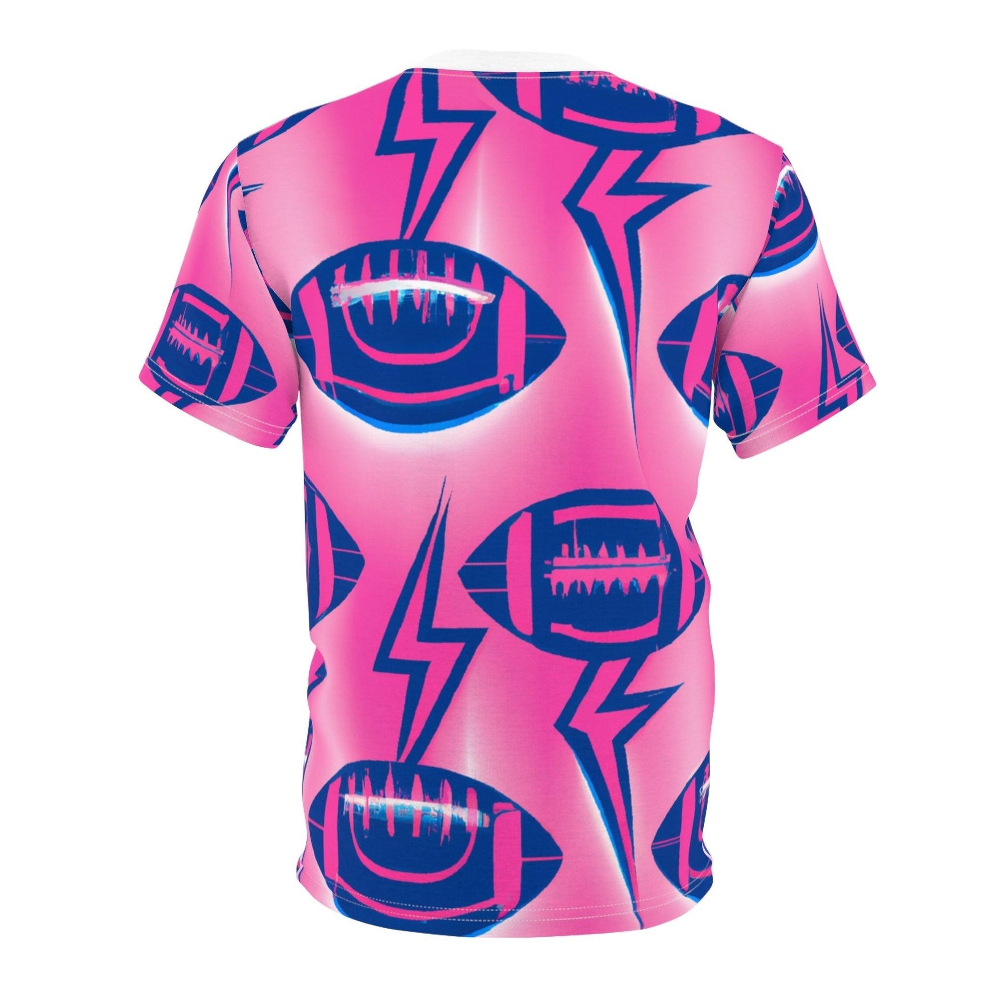 Pink Football Lightning Unisex Tee - White Neck - Lizard Vigilante